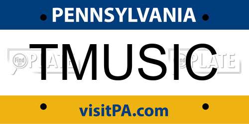 TMUSIC Pennsylvania License Plate