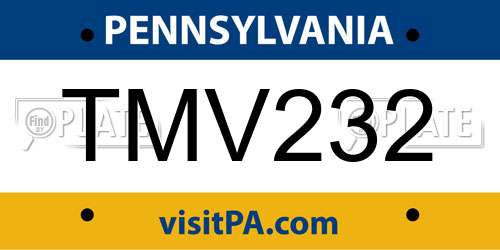 TMV232 Pennsylvania License Plate