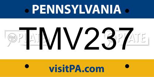 TMV237 Pennsylvania License Plate