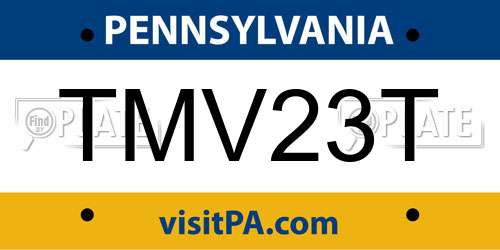 TMV23T Pennsylvania License Plate