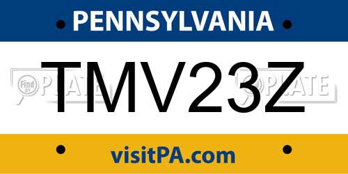 TMV23Z Pennsylvania License Plate