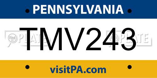 TMV243 Pennsylvania License Plate