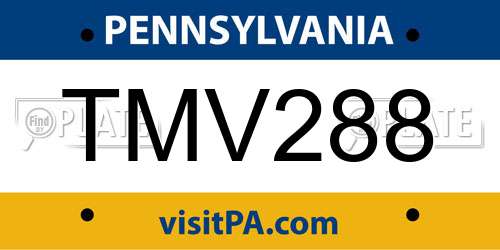TMV288 Pennsylvania License Plate