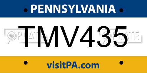 TMV435 Pennsylvania License Plate