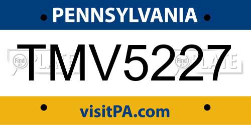 TMV5227 Pennsylvania License Plate