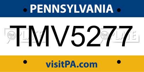 TMV5277 Pennsylvania License Plate
