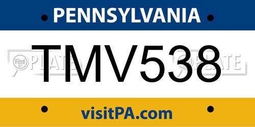TMV538 Pennsylvania License Plate