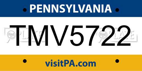 TMV5722 Pennsylvania License Plate