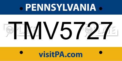 TMV5727 Pennsylvania License Plate