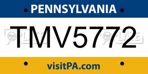 TMV5772 Pennsylvania License Plate