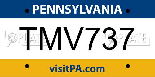 TMV737 Pennsylvania License Plate