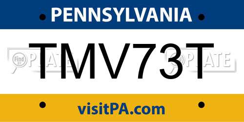 TMV73T Pennsylvania License Plate