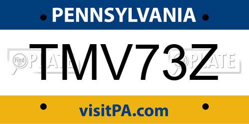 TMV73Z Pennsylvania License Plate