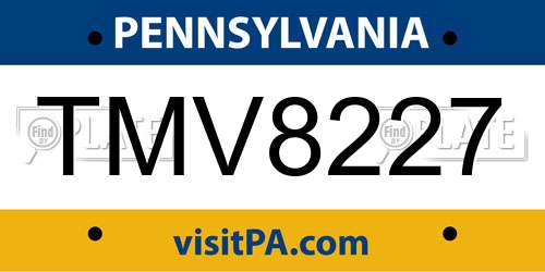 TMV8227 Pennsylvania License Plate