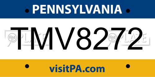 TMV8272 Pennsylvania License Plate