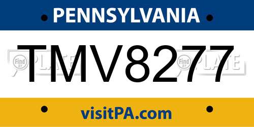 TMV8277 Pennsylvania License Plate