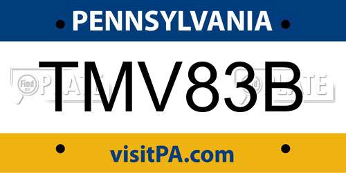 TMV83B Pennsylvania License Plate