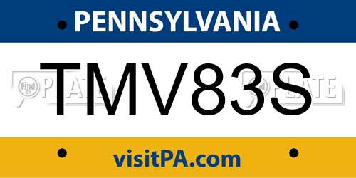 TMV83S Pennsylvania License Plate