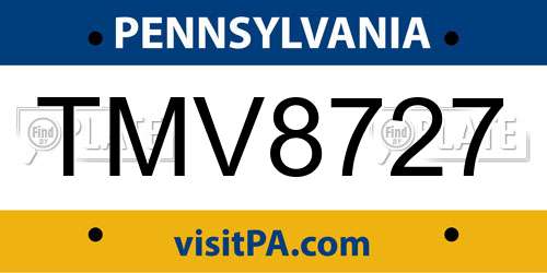 TMV8727 Pennsylvania License Plate