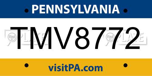 TMV8772 Pennsylvania License Plate