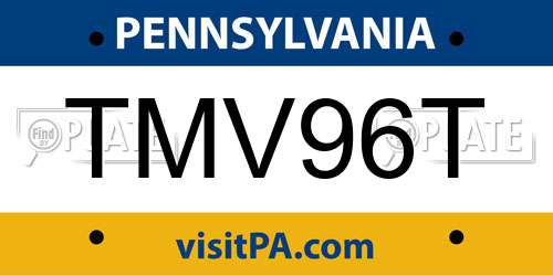 TMV96T Pennsylvania License Plate