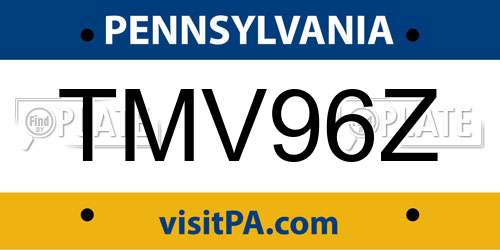 TMV96Z Pennsylvania License Plate