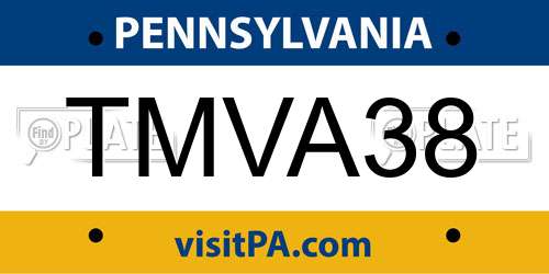 TMVA38 Pennsylvania License Plate