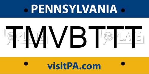 TMVBTTT Pennsylvania License Plate