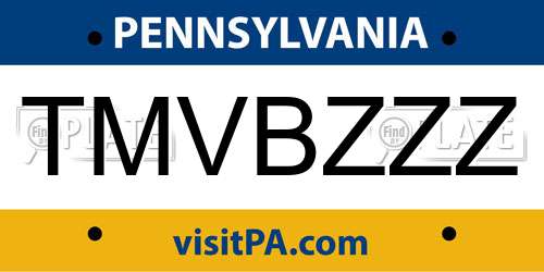 TMVBZZZ Pennsylvania License Plate