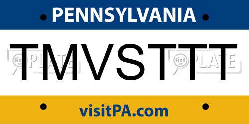 TMVSTTT Pennsylvania License Plate