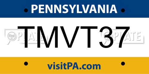 TMVT37 Pennsylvania License Plate