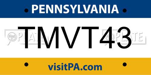 TMVT43 Pennsylvania License Plate