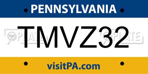 TMVZ32 Pennsylvania License Plate