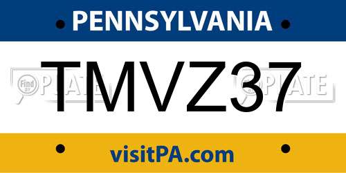TMVZ37 Pennsylvania License Plate