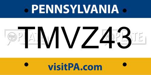 TMVZ43 Pennsylvania License Plate