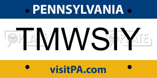 TMWSIY Pennsylvania License Plate