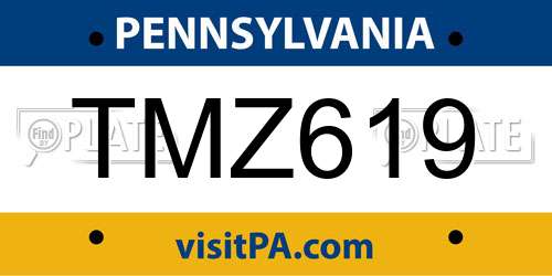 TMZ619 Pennsylvania License Plate