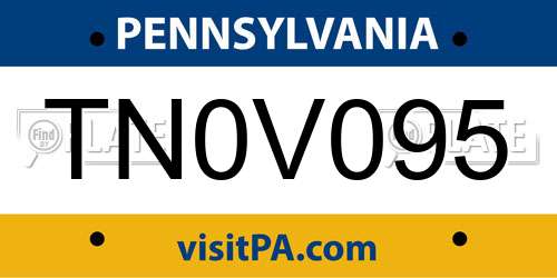 TN0V095 Pennsylvania License Plate