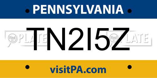 TN2I5Z Pennsylvania License Plate
