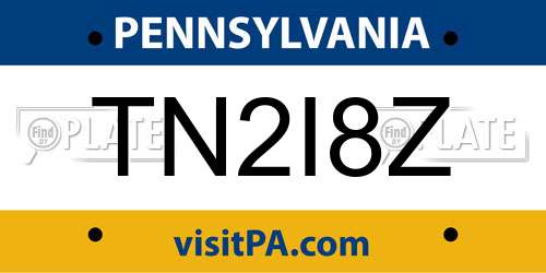 TN2I8Z Pennsylvania License Plate