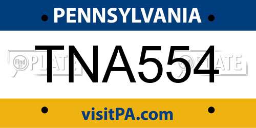 TNA554 Pennsylvania License Plate