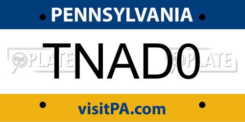 TNAD0 Pennsylvania License Plate