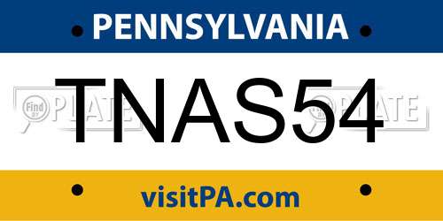 TNAS54 Pennsylvania License Plate