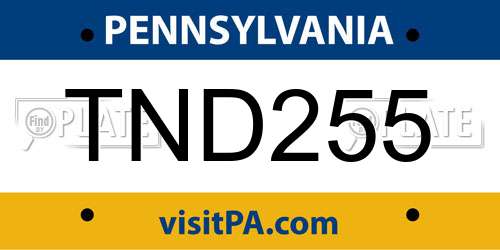 TND255 Pennsylvania License Plate