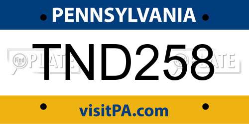 TND258 Pennsylvania License Plate