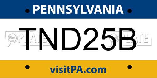 TND25B Pennsylvania License Plate
