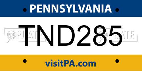 TND285 Pennsylvania License Plate