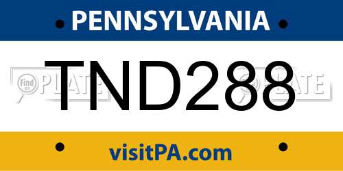 TND288 Pennsylvania License Plate