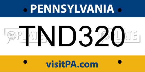 TND320 Pennsylvania License Plate