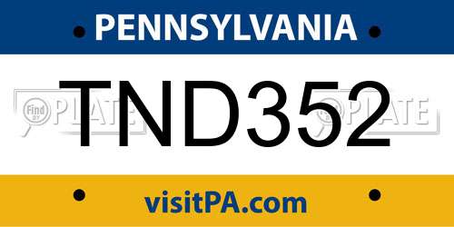 TND352 Pennsylvania License Plate